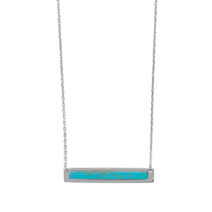 Rhodium Plated Turquoise Bar Necklace
