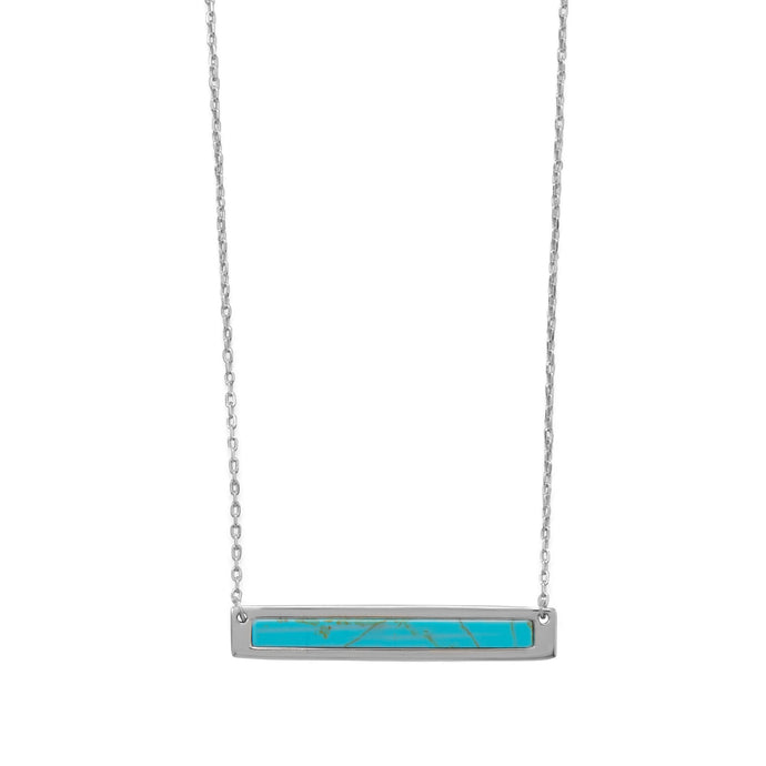 Rhodium Plated Turquoise Bar Necklace