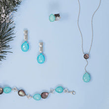 Load image into Gallery viewer, Black Mother of Pearl and Turquoise Drop Necklace