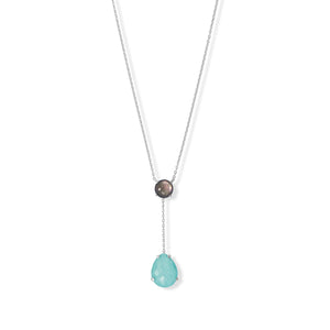 Black Mother of Pearl and Turquoise Drop Necklace