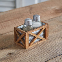 Load image into Gallery viewer, Barn Door Wood and Metal Salt and Pepper Shaker Caddy - SoMag2