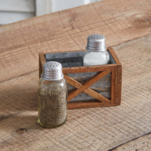 Load image into Gallery viewer, Barn Door Wood and Metal Salt and Pepper Shaker Caddy - SoMag2