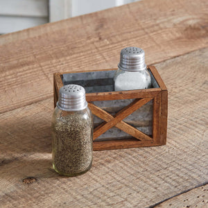 Barn Door Wood and Metal Salt and Pepper Shaker Caddy - SoMag2