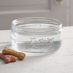 Clear Glass Mason Jar Dog Bowl