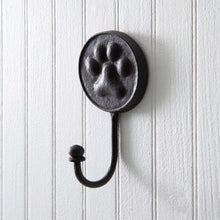 Load image into Gallery viewer, Black Cast Iron Paw Print Wall Hook Set
