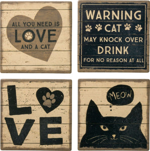 All You Need Is Love And A Cat Coaster Set