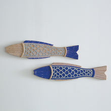 Load image into Gallery viewer, Blue Metal and Wood Fish Wall Sign