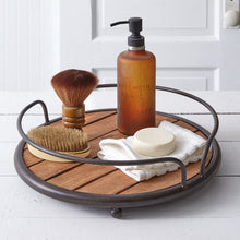 Load image into Gallery viewer, Plank Wood and Metal Round Tray