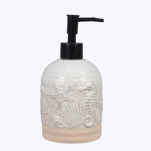 Load image into Gallery viewer, Seashell Coastal Beach Ceramic Soap or Lotion Dispenser