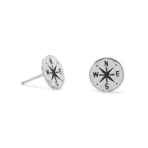 Keep It Moving Hammered Compass Stud Earrings