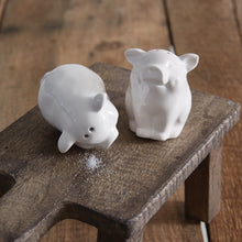 Load image into Gallery viewer, White Ceramic Pig Salt and Pepper Set