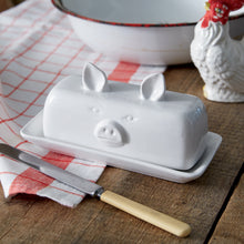 Load image into Gallery viewer, White Ceramic Pig Butter Dish