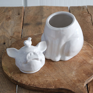 White Ceramic Pig Cookie Jar