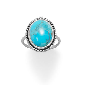 Oval Turquoise with Rope Edge Ring