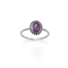 Load image into Gallery viewer, Delicate Oval Amethyst with Rope Edge Ring
