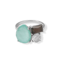 Load image into Gallery viewer, White Topaz, Turquoise and Mother of Pearl Ring