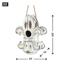 Load image into Gallery viewer, White French Cottage Fleur De Lis Wooden Birdhouse