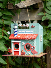 Load image into Gallery viewer, Flamingo Paradise Wooden Folk Birdhouse