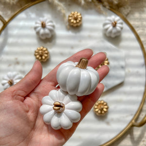 White and Gold Pumpkin Place Card Holder