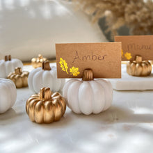 Load image into Gallery viewer, White and Gold Pumpkin Place Card Holder