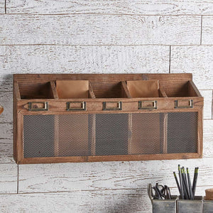 Five Slot Wooden Organizer Shelf