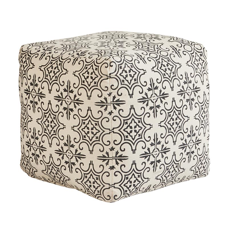 Black and Beige Pouf Footstool