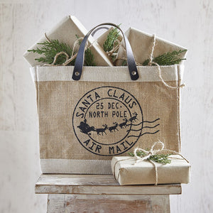 Santa Claus Air Mail Christmas Market Tote Bag Purse