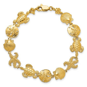 Gold Turtle Sea Life Shell Bracelet