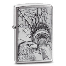 Load image into Gallery viewer, Zippo Patriotic Emblem Brushed Chrome Lighter
