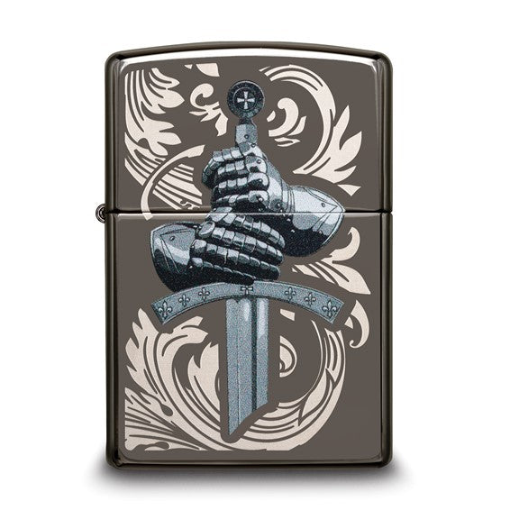 Zippo Black Ice Knights Gloves and Sword Lighter