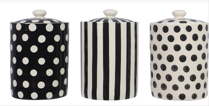 Ceramic Polka Dot Stripes Canister Set