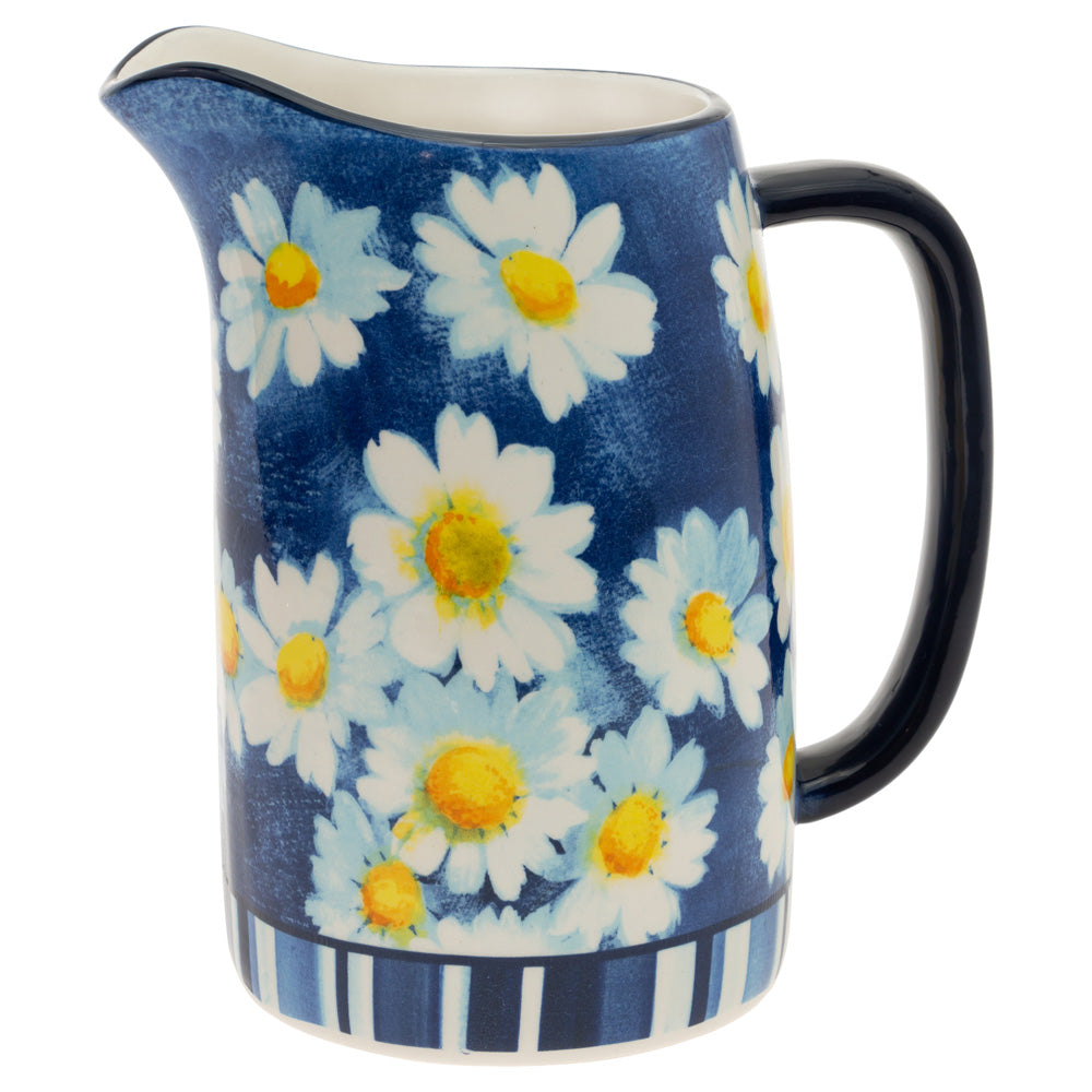 Blue and White Floral Daisy Pitcher