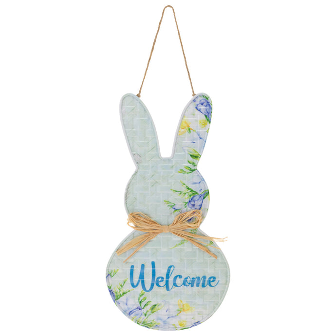 Welcome Bunny Carrot Metal Sign Stake