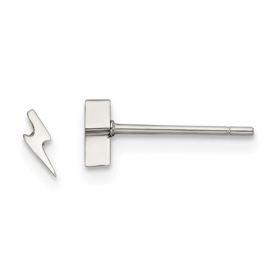 Chisel Small Stainless Lightning Bolt Stud Earrings