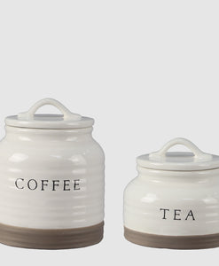 Brown and White Ceramic Canister Set