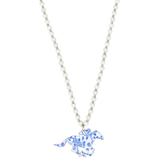 Blue Floral Derby Necklace