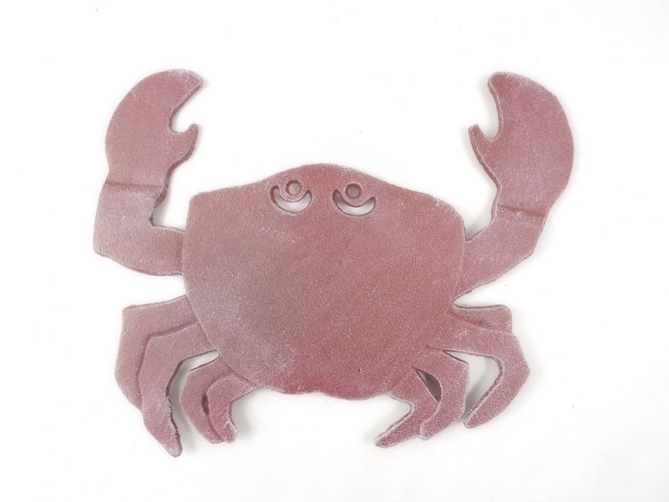 Rustic Red Whitewashed Cast Iron Crab Trivet
