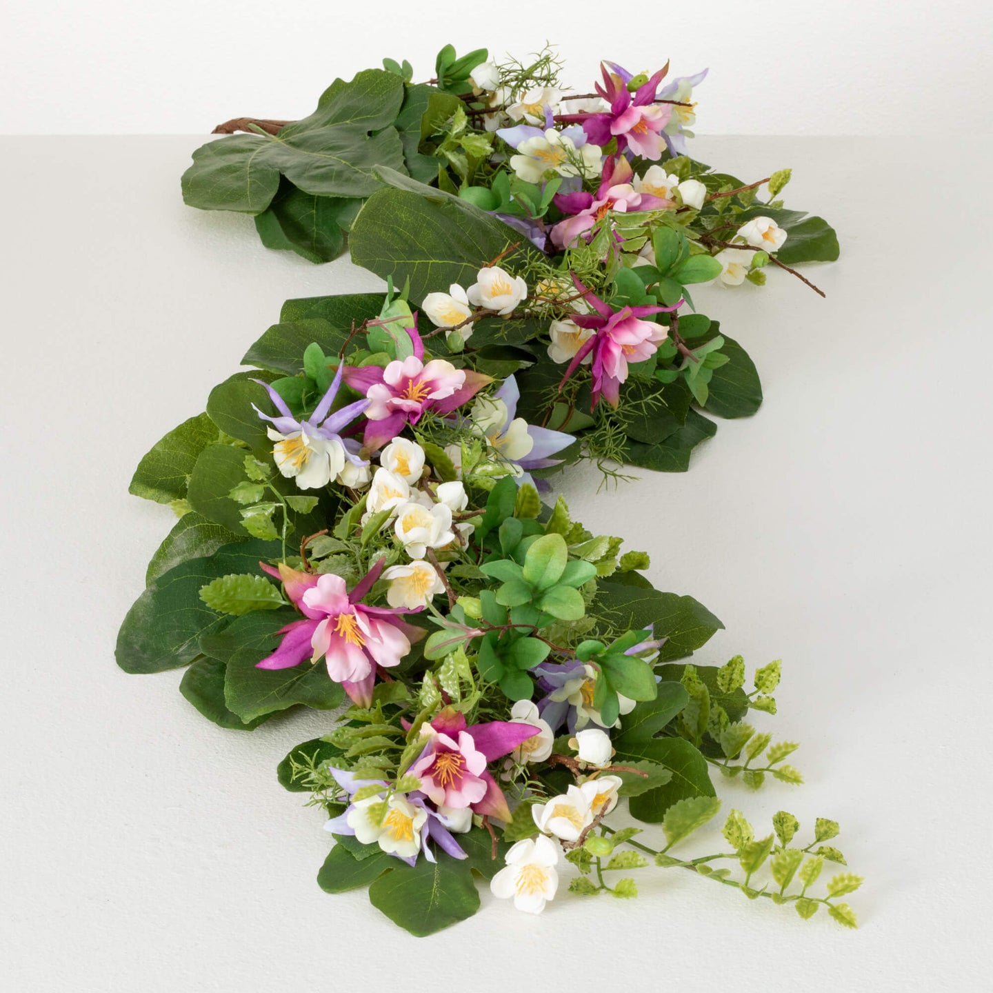 Pink and Purple Columbine Floral Garland