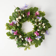 Load image into Gallery viewer, Pink and Purple Columbine Floral Wreath***Available in December***
