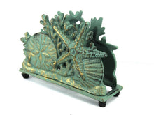 Load image into Gallery viewer, Patina Green Cast Iron Seashell Napkin Holder