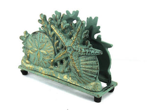 Patina Green Cast Iron Seashell Napkin Holder