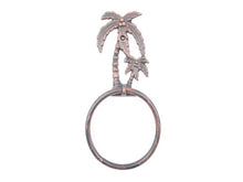 Load image into Gallery viewer, Rustic Copper Cast Iron Palm Tree Towel Holder