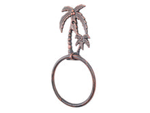 Load image into Gallery viewer, Rustic Copper Cast Iron Palm Tree Towel Holder