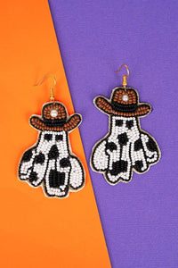 Cowboy Ghost Seed Bead Earrings