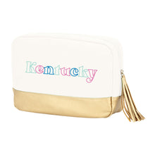 Load image into Gallery viewer, Kentucky Outline Embroidered Creme Cabana Cosmetic Bag