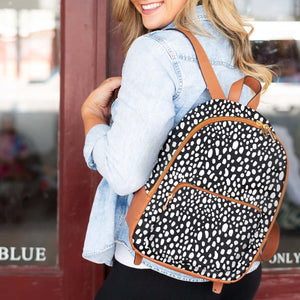 Black and White Spotted Small Petite Backpack