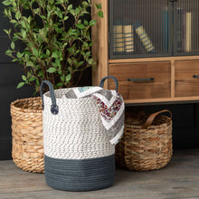 Load image into Gallery viewer, Indigo Blue and White Canvas Basket Set
