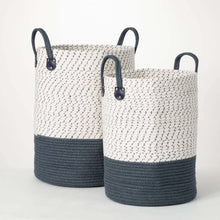 Load image into Gallery viewer, Indigo Blue and White Canvas Basket Set