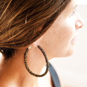 Oval Hoop Beaded Earrings