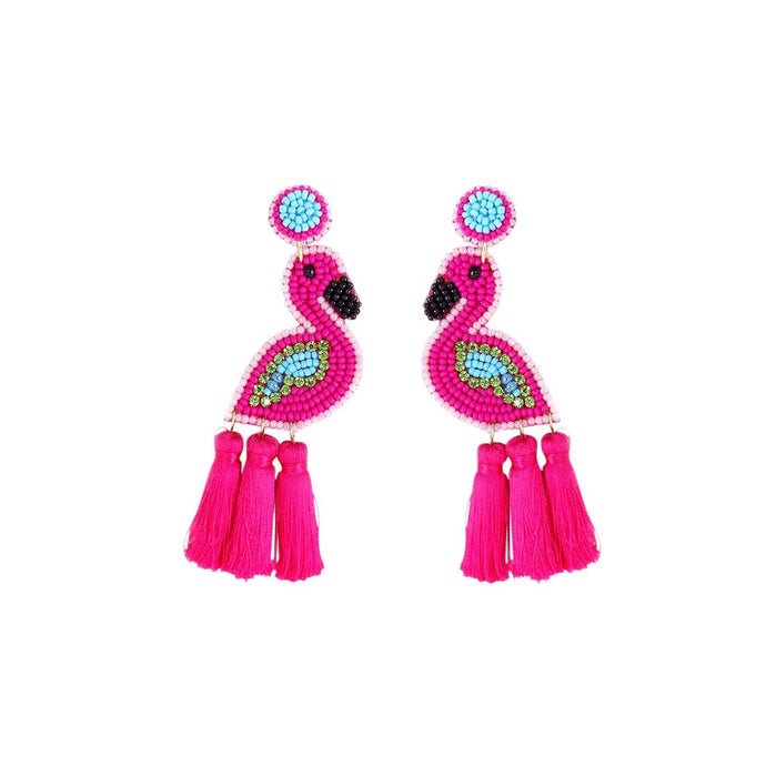 Flirty Flamingo Beaded Earrings
